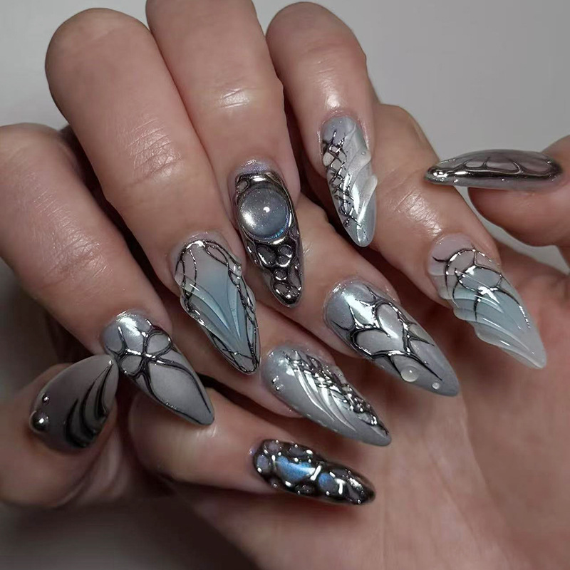 Nail Art Press On - 24 шт., носимые наборы для ногтей,
