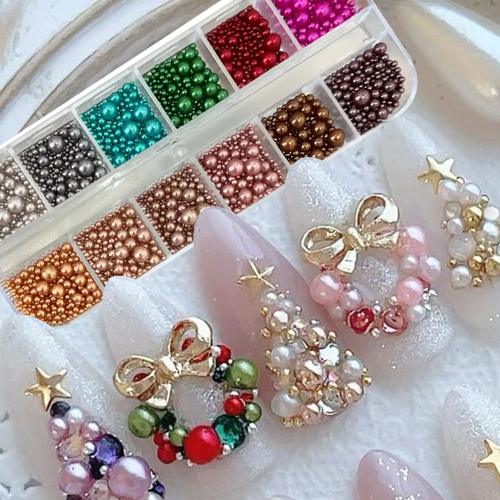 Nail Art Valentines Day - 12 цветов, разные размеры, жемчуг для