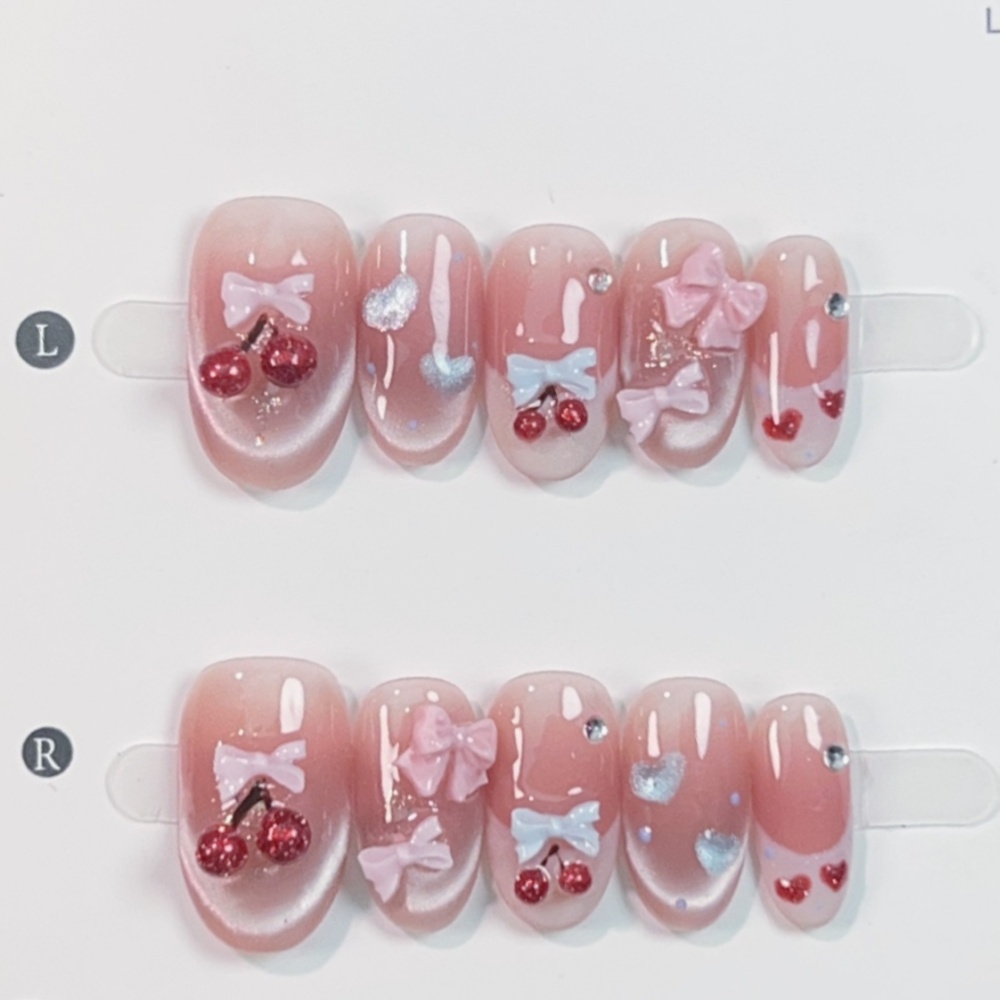 Nail Art Pink - 10 шт., накладные ногти ручной работы