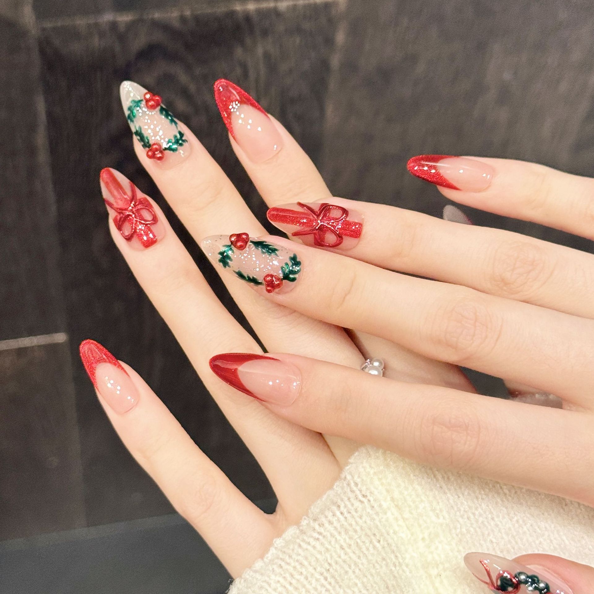 10 шт., рождественский красный – обзор и цена Nail Art Press On