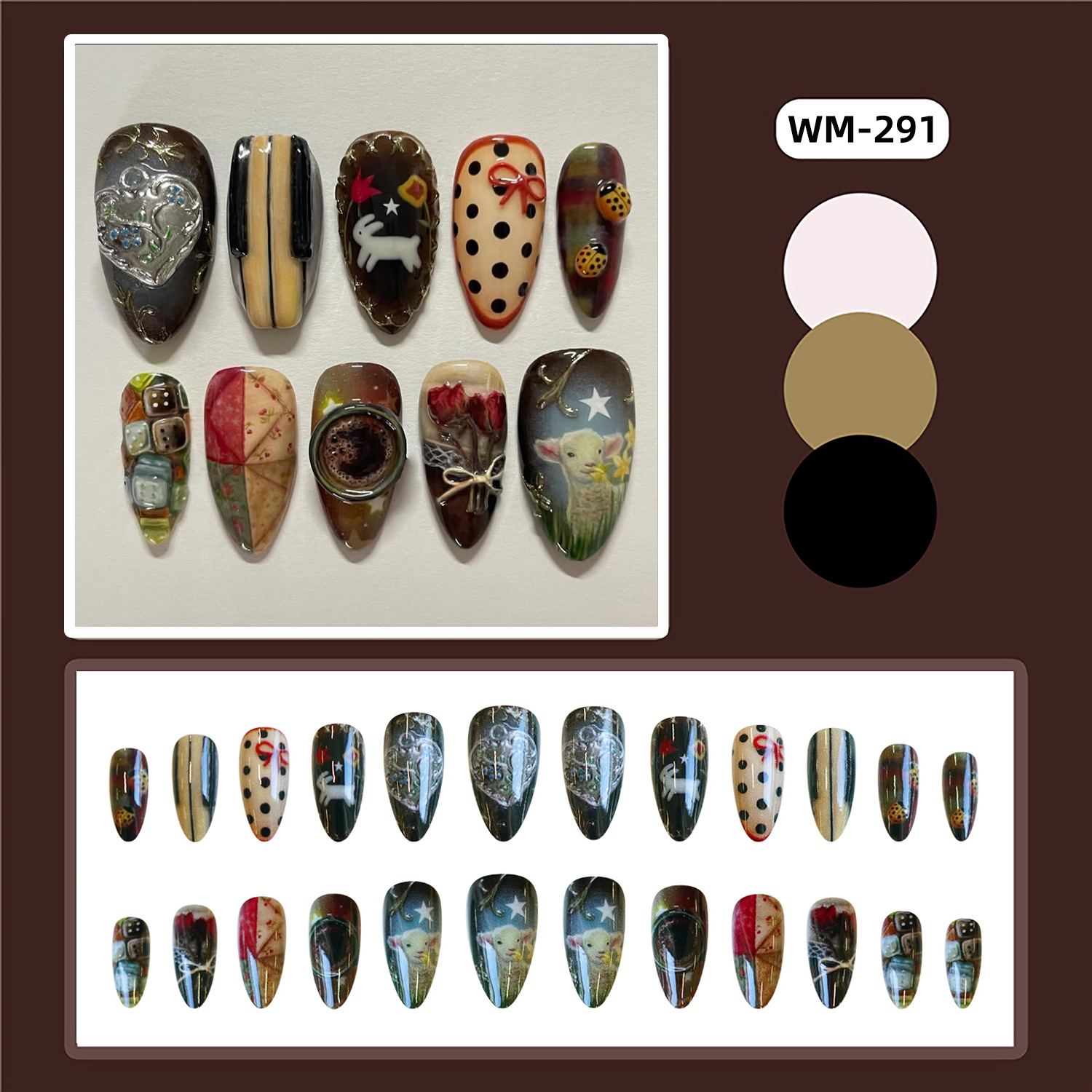 24 шт., винтажные накладные но – обзор и цена Nail Art Press On